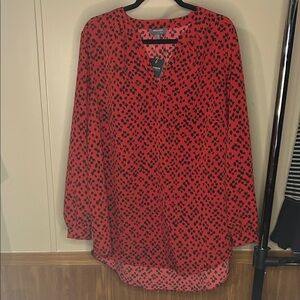 Madison Vibrant Red and Black Patterned Top